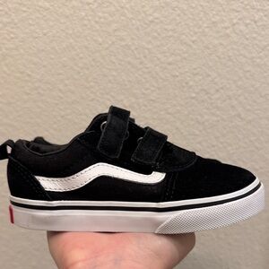 Vans Toddler Old Skool V Black and White Velcro Sneakers